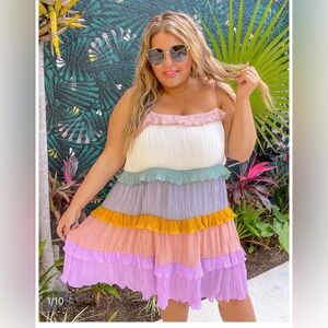 White birch ruffle party dress nwot small